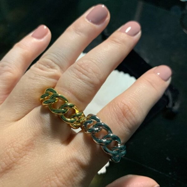 Madingas sidabrinis grandinės formos žiedas-3 Madingas sidabrinis grandinės formos žiedas-3