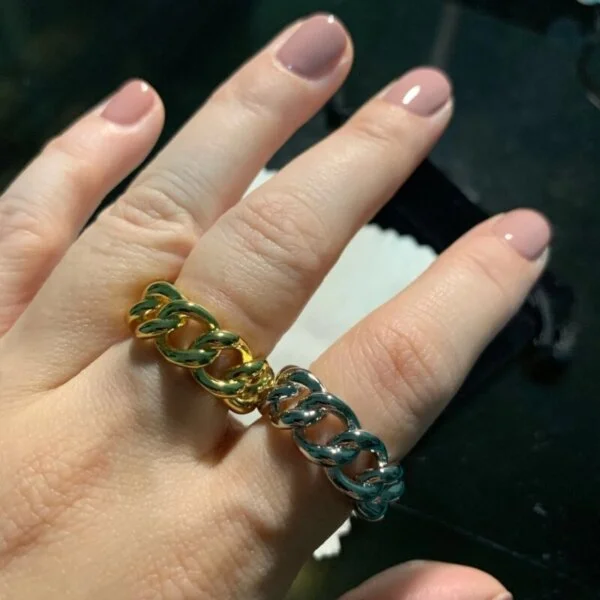 Madingas sidabrinis grandinės formos žiedas-3 Madingas sidabrinis grandinės formos žiedas-3