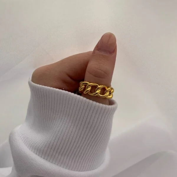 Madingas sidabrinis grandinės formos žiedas-4 Madingas sidabrinis grandinės formos žiedas-4