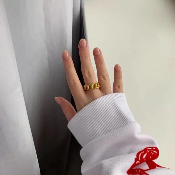 Madingas sidabrinis grandinės formos žiedas-5 Madingas sidabrinis grandinės formos žiedas-5