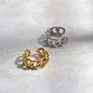 Madingas sidabrinis grandinės formos žiedas-7