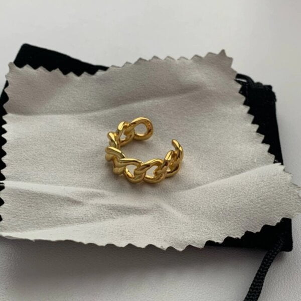 Madingas sidabrinis grandinės formos žiedas-8 Madingas sidabrinis grandinės formos žiedas-8