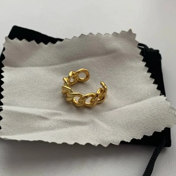 Madingas sidabrinis grandinės formos žiedas-8 Madingas sidabrinis grandinės formos žiedas-8