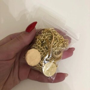 Aukso spalvos pakabukas grandinė su monetomis-11