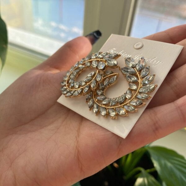 Dirbtinio brangakmenio dideli apvalūs auskarai-2 Dirbtinio brangakmenio dideli apvalūs auskarai-2