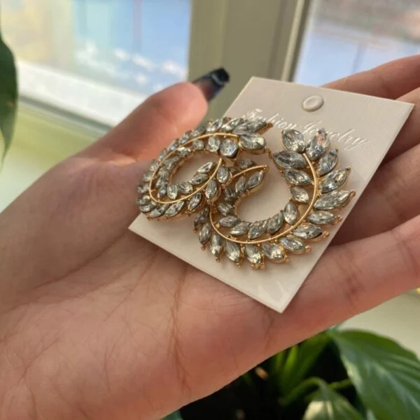 Dirbtinio brangakmenio dideli apvalūs auskarai-2 Dirbtinio brangakmenio dideli apvalūs auskarai-2