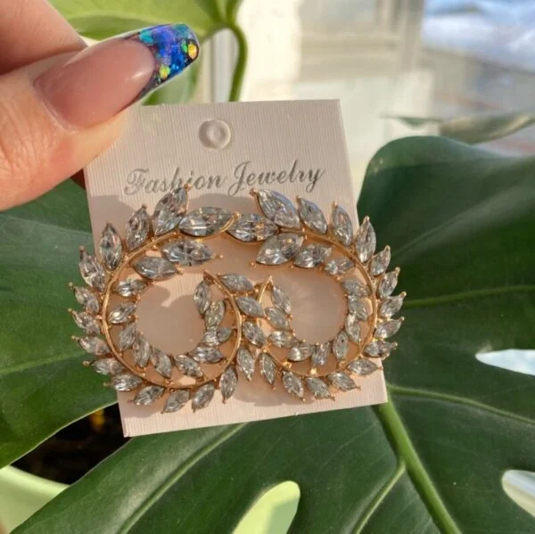 Dirbtinio brangakmenio dideli apvalūs auskarai-3 Dirbtinio brangakmenio dideli apvalūs auskarai-3