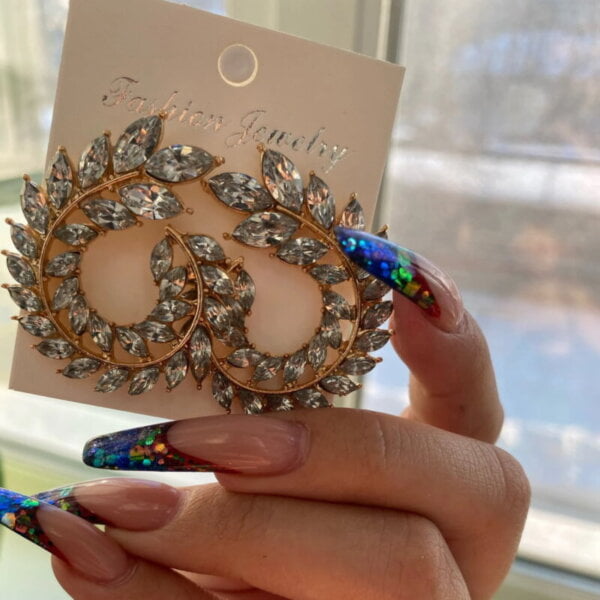 Dirbtinio brangakmenio dideli apvalūs auskarai-4 Dirbtinio brangakmenio dideli apvalūs auskarai-4