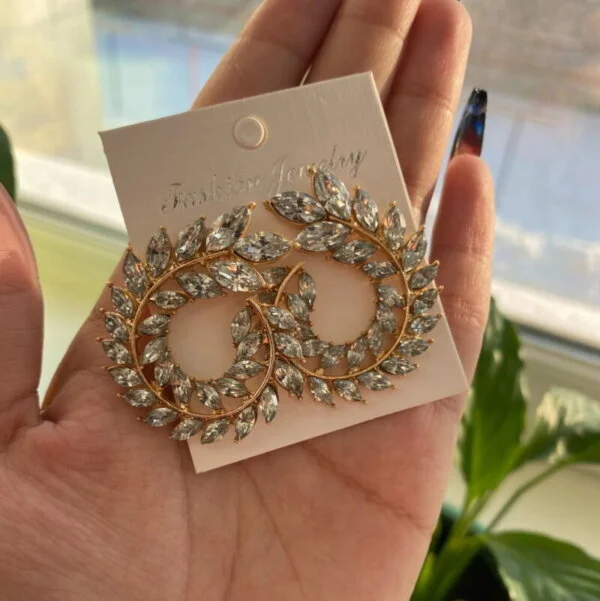 Dirbtinio brangakmenio dideli apvalūs auskarai-5 Dirbtinio brangakmenio dideli apvalūs auskarai-5