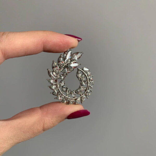 Dirbtinio brangakmenio dideli apvalūs auskarai-6 Dirbtinio brangakmenio dideli apvalūs auskarai-6