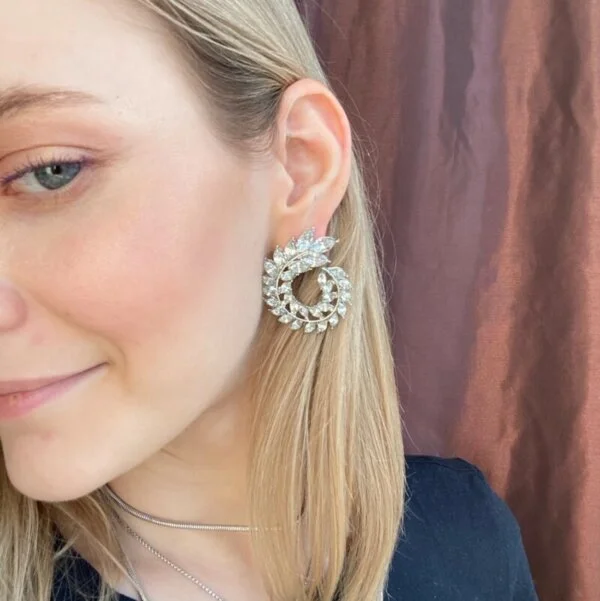 Dirbtinio brangakmenio dideli apvalūs auskarai-8 Dirbtinio brangakmenio dideli apvalūs auskarai-8