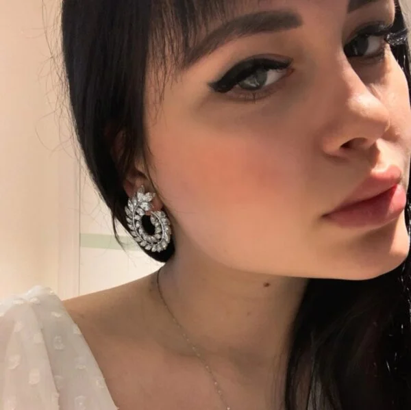 Dirbtinio brangakmenio dideli apvalūs auskarai-9 Dirbtinio brangakmenio dideli apvalūs auskarai-9