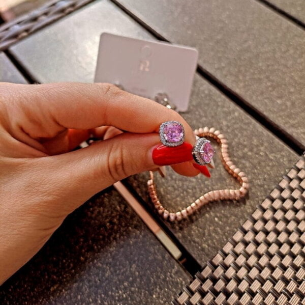 Prabangūs rožinio akmens auskarai-2 Prabangūs rožinio akmens auskarai-2