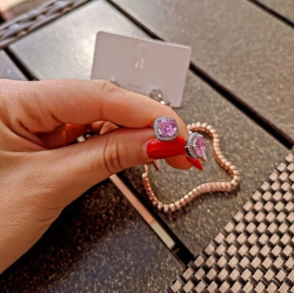 Prabangūs rožinio akmens auskarai-2 Prabangūs rožinio akmens auskarai-2