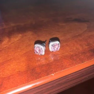 Prabangūs rožinio akmens auskarai-5
