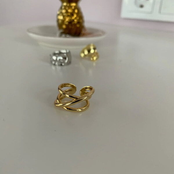 Sidabrinis elegantiškas persipinusių juostų žiedas-7 Sidabrinis elegantiškas persipinusių juostų žiedas-7