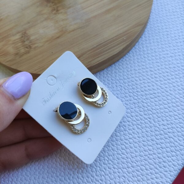 Apvalūs auskarai su dirbtiniais deimantais-4 Apvalūs auskarai su dirbtiniais deimantais-4