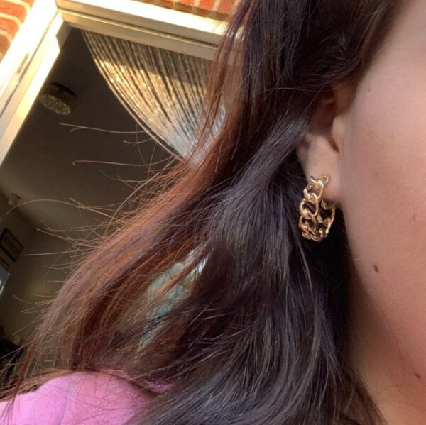 Auksinės spalvos dideli ovalo formos auskarai-10 Auksinės spalvos dideli ovalo formos auskarai-10