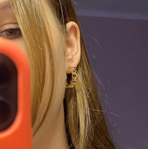 Auksinės spalvos dideli ovalo formos auskarai-11 Auksinės spalvos dideli ovalo formos auskarai-11