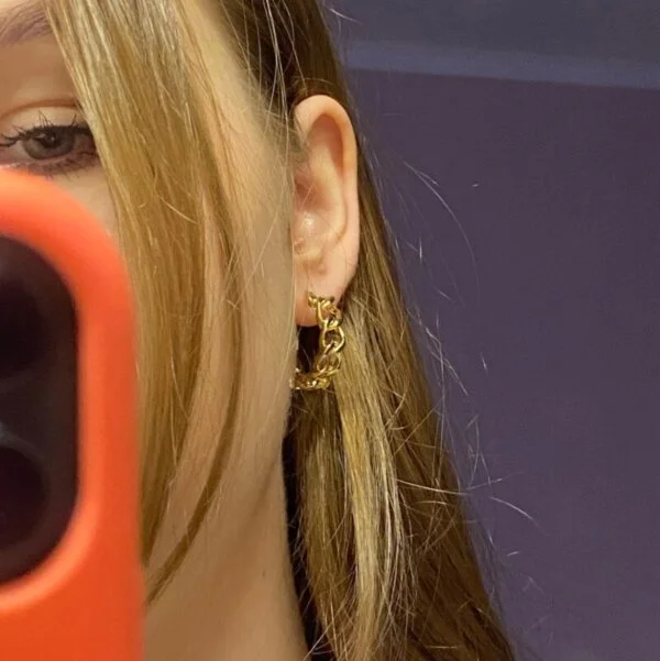 Auksinės spalvos dideli ovalo formos auskarai-11 Auksinės spalvos dideli ovalo formos auskarai-11