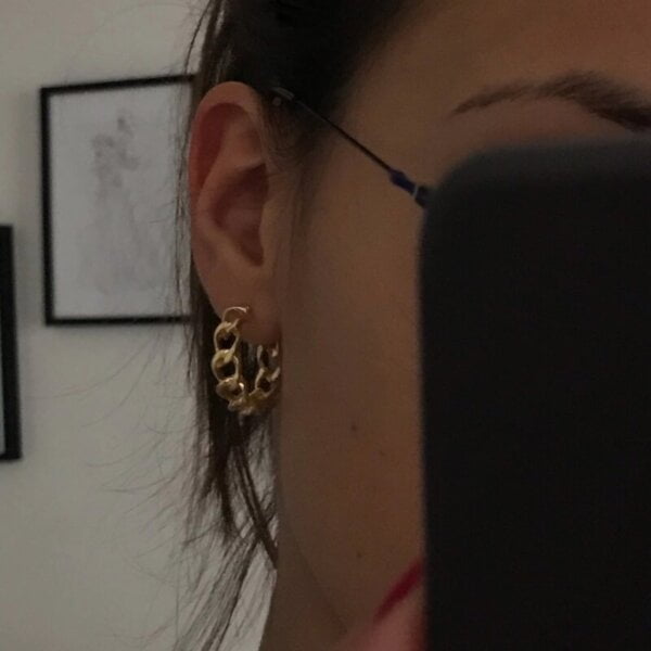 Auksinės spalvos dideli ovalo formos auskarai-12 Auksinės spalvos dideli ovalo formos auskarai-12