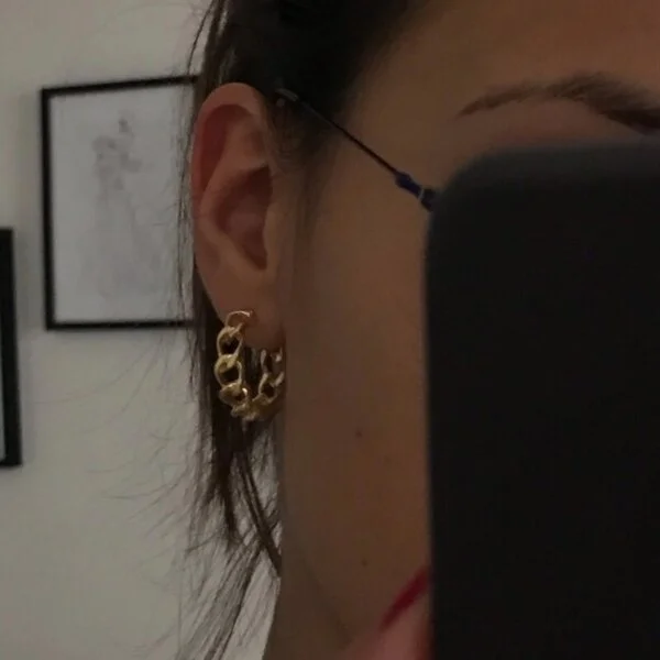 Auksinės spalvos dideli ovalo formos auskarai-12 Auksinės spalvos dideli ovalo formos auskarai-12