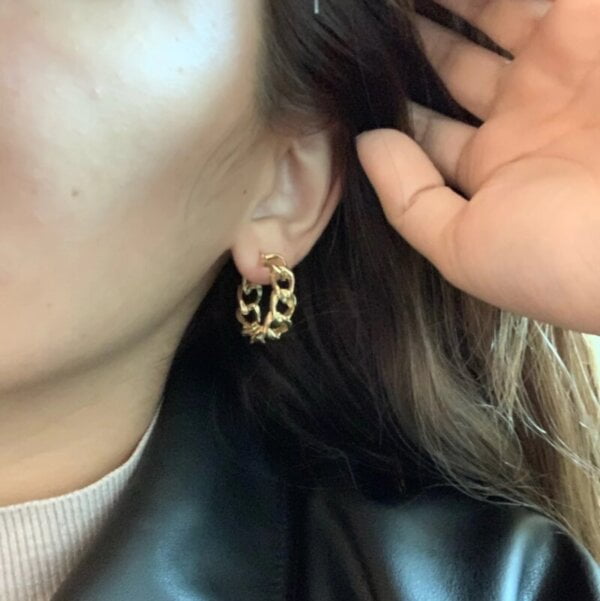 Auksinės spalvos dideli ovalo formos auskarai-9 Auksinės spalvos dideli ovalo formos auskarai-9