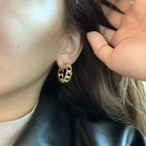 Auksinės spalvos dideli ovalo formos auskarai-9 Auksinės spalvos dideli ovalo formos auskarai-9