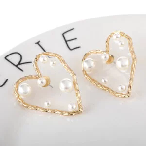 Širdelės forma perlų auskarai-1