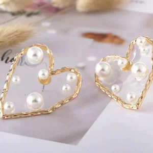 Širdelės forma perlų auskarai-3