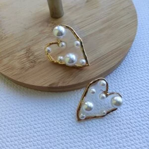 Širdelės forma perlų auskarai-4