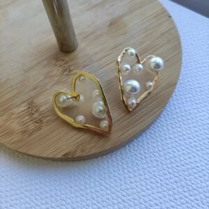 Širdelės forma perlų auskarai-5
