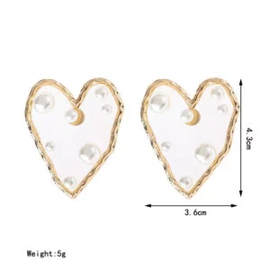 Širdelės forma perlų auskarai-7