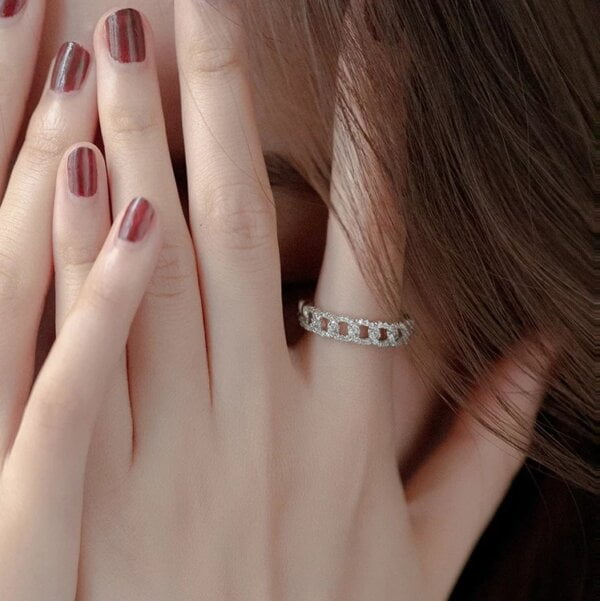 Prabangus cirkonio twist dizaino atviras žiedas-3-0 Prabangus cirkonio twist dizaino atviras žiedas-3-0