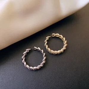 Prabangus cirkonio twist dizaino atviras žiedas-auksinis ir sidabrinis-1